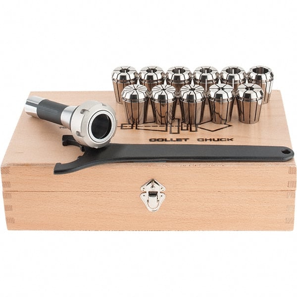 Iscar - R8 Taper Shank, ER Collet Chuck Set - 0.0787 to 0.7874 Inch Collet Chuck Capacity - Exact Tooling