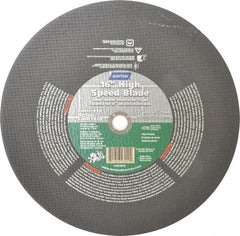 Norton - 16" 24 Grit Silicon Carbide Cutoff Wheel - 1/8" Thick, 1" Arbor, 4,800 Max RPM, Use with Electric & Gas Powered Saws - Exact Tooling