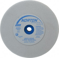 Norton - 60 Grit Aluminum Oxide Bench & Pedestal Grinding Wheel - 6" Diam x 1" Hole x 3/4" Thick, 4140 Max RPM, J Hardness, Medium Grade , Vitrified Bond - Exact Tooling