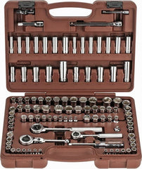 Paramount - 103 Piece 1/4" & 3/8" Drive Deep Well Socket Set - 6, 8, 12 Points, 5/32" to 13/16" (4mm to 19mm) Range, Inch/Metric Measurement Standard - Exact Tooling