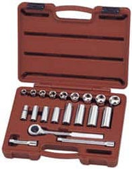 Paramount - 20 Piece 3/8" Drive Deep Well Socket Set - 6 Points, 3/8" to 7/8" Range, Inch Measurement Standard - Exact Tooling