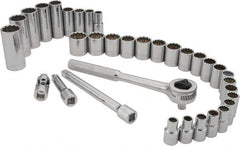 Paramount - 34 Piece 3/8" Drive Standard Deep Socket Set - 12 Points, 5/16 to 7/8", 8 to 19mm, Inch/Metric Measurement Standard - Exact Tooling