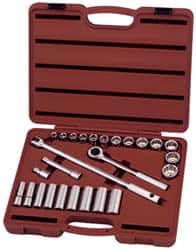 Paramount - 26 Piece 1/2" Drive Deep Well Socket Set - 6, 12 Points, 7/16" to 1" Range, Inch Measurement Standard - Exact Tooling