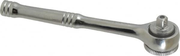 Paramount - 1/4" Drive Round Head Quick-Release Ratchet - Chrome Finish, 5-3/4" OAL, 45 Gear Teeth, Full Polished Knurled Handle - Exact Tooling