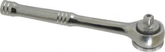 Paramount - 1/4" Drive Round Head Quick-Release Ratchet - Chrome Finish, 5-3/4" OAL, 45 Gear Teeth, Full Polished Knurled Handle - Exact Tooling
