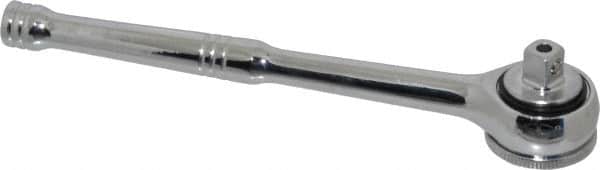 Paramount - 3/8" Drive Round Head Quick-Release Ratchet - Chrome Finish, 7-29/32" OAL, 45 Gear Teeth, Full Polished Knurled Handle - Exact Tooling