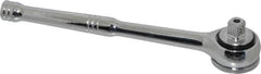 Paramount - 3/8" Drive Round Head Quick-Release Ratchet - Chrome Finish, 7-29/32" OAL, 45 Gear Teeth, Full Polished Knurled Handle - Exact Tooling