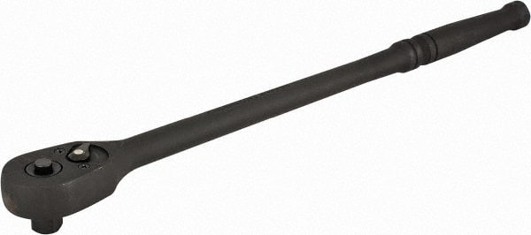 Paramount - 1/2" Drive Pear Head Quick-Release Ratchet - Black Oxide Finish, 15" OAL, 45 Gear Teeth, Standard Knurled Handle - Exact Tooling