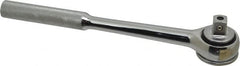 Paramount - 1/2" Drive Round Head Quick-Release Ratchet - Chrome Finish, 10-3/32" OAL, 45 Gear Teeth, Full Polished Knurled Handle, Reversible with Knurled Speed Ring Head - Exact Tooling