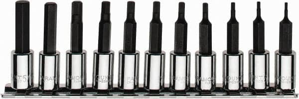 Paramount - 11 Piece 1/4" Drive Inch Hex Bit Socket Set - 1/16 to 5/16" Hex - Exact Tooling