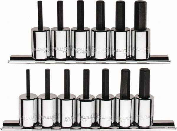 Paramount - 13 Piece 3/8" Drive Inch/Metric Hex Bit Socket Set - 1/8 to 3/8" Hex - Exact Tooling