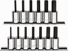 Paramount - 13 Piece 3/8" Drive Inch/Metric Hex Bit Socket Set - 1/8 to 3/8" Hex - Exact Tooling