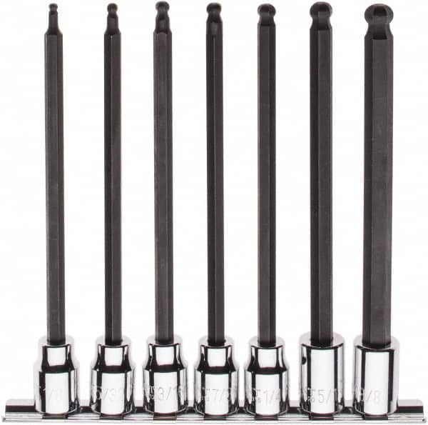 Paramount - 7 Piece 3/8" Drive Inch Ball Hex Bit Socket Set - 1/8 to 3/8" Hex - Exact Tooling