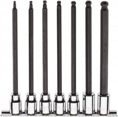 Paramount - 7 Piece 3/8" Drive Inch Ball Hex Bit Socket Set - 1/8 to 3/8" Hex - Exact Tooling