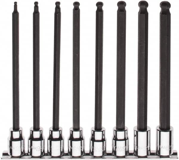 Paramount - 8 Piece 3/8" Drive Metric Ball Hex Bit Socket Set - 3 to 10mm Hex - Exact Tooling