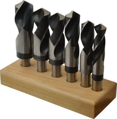 Hertel - 7/8 to 1-1/2", 118° Point, Oxide Finish, High Speed Steel Reduced Shank Drill Bit Set - Exact Tooling