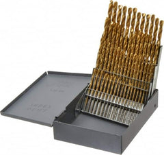 Hertel - 118° Point, TiN Finish, High Speed Steel Jobber Length Drill Bit Set - Exact Tooling