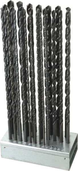 Hertel - 1/8 to 1/2", 118° Point, Oxide Finish, High Speed Steel Aircraft Extension Length Drill Bit Set - Exact Tooling