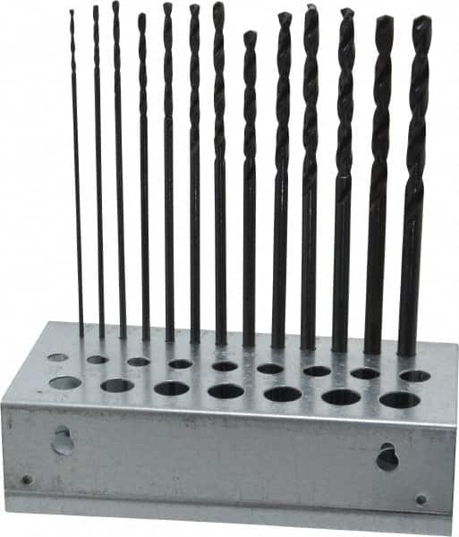 Hertel - 1/16 to 1/4", 135° Point, Black Oxide Finish, High Speed Steel Aircraft Extension Length Drill Bit Set - Exact Tooling