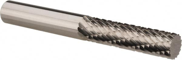 Atrax - 1/4" Cut Diam, 1/4" Shank Diam, Cylinder Head Double Cut Burr - Carbide, Flat End, 1" LOC, 2-1/4" OAL - Exact Tooling