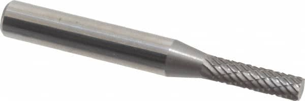 Atrax - 5/32" Cut Diam, 1/4" Shank Diam, Cylinder Head Double Cut Burr - Carbide, Flat End, 5/8" LOC, 2-1/4" OAL - Exact Tooling
