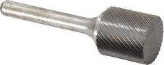 Atrax - 3/4" Cut Diam, 1/4" Shank Diam, Cylinder Head Single Cut Burr - Carbide, Flat End, 3/4" LOC, 2-1/4" OAL - Exact Tooling