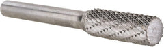 Atrax - 3/8" Cut Diam, 1/4" Shank Diam, Cylinder Head Double Cut Burr - Carbide, Flat End, 1" LOC, 2-1/4" OAL - Exact Tooling