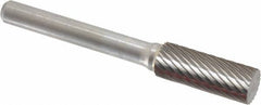 Atrax - 3/8" Cut Diam, 1/4" Shank Diam, Cylinder Head Single Cut Burr - Carbide, Flat End, 1" LOC, 2-1/4" OAL - Exact Tooling