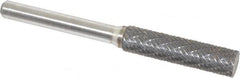 Atrax - 3/8" Cut Diam, 1/4" Shank Diam, Cylinder Head Double Cut Burr - Carbide, Flat End, 1-1/2" LOC, 1-1/2" OAL - Exact Tooling