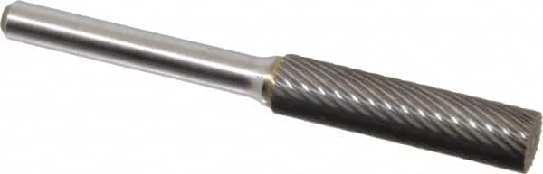 Atrax - 3/8" Cut Diam, 1/4" Shank Diam, Cylinder Head Single Cut Burr - Carbide, Flat End, 1-1/2" LOC, 1-1/2" OAL - Exact Tooling