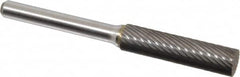 Atrax - 3/8" Cut Diam, 1/4" Shank Diam, Cylinder Head Single Cut Burr - Carbide, Flat End, 1-1/2" LOC, 1-1/2" OAL - Exact Tooling
