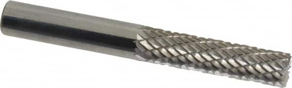 Atrax - 1/4" Cut Diam, 1/4" Shank Diam, Cylinder with End Cut Head Double Cut Burr - End Cut End, 1" LOC, 2" OAL - Exact Tooling
