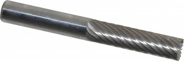 Atrax - 1/4" Cut Diam, 1/4" Shank Diam, Cylinder with End Cut Head Single Cut Burr - Carbide, End Cut End, 1" LOC, 2" OAL - Exact Tooling