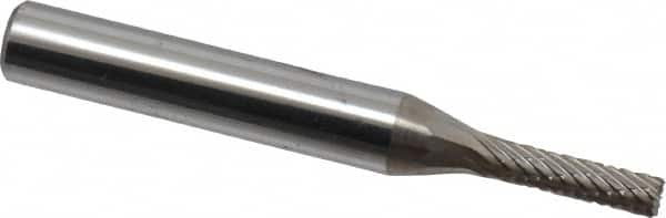 Atrax - 1/8" Cut Diam, 1/4" Shank Diam, Cylinder with End Cut Head Double Cut Burr - End Cut End, 5/8" LOC, 2" OAL - Exact Tooling