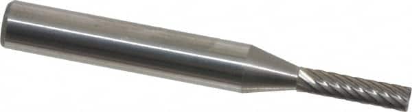 Atrax - 1/8" Cut Diam, 1/4" Shank Diam, Cylinder with End Cut Head Single Cut Burr - Carbide, End Cut End, 5/8" LOC, 2" OAL - Exact Tooling