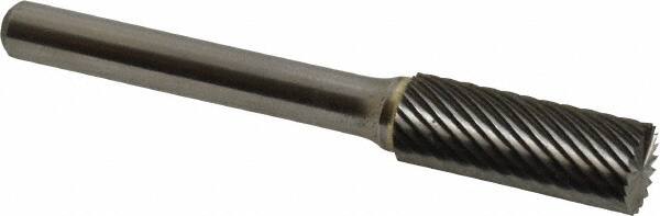 Atrax - 3/8" Cut Diam, 1/4" Shank Diam, Cylinder with End Cut Head Single Cut Burr - Carbide, End Cut End, 1" LOC, 2-1/4" OAL - Exact Tooling