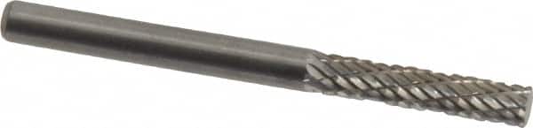 Atrax - 1/8" Cut Diam, 1/8" Shank Diam, Cylinder with End Cut Head Double Cut Burr - End Cut End, 9/16" LOC, 1-1/2" OAL - Exact Tooling