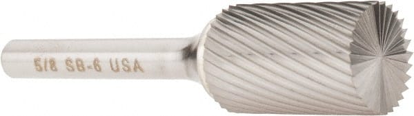 Atrax - 5/8" Cut Diam, 1/4" Shank Diam, Cylinder with End Cut Head Single Cut Burr - Carbide, End Cut End, 1" LOC, 2-3/4" OAL - Exact Tooling