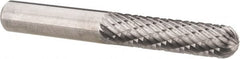 Atrax - 1/4" Cut Diam, 1/4" Shank Diam, Cylinder with Radius Head Double Cut Burr - Radius End, 1" LOC, 2" OAL - Exact Tooling