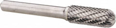 Atrax - 3/8" Cut Diam, 1/4" Shank Diam, Cylinder with Radius Head Double Cut Burr - Radius End, 1" LOC, 2-1/4" OAL - Exact Tooling