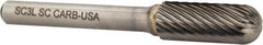 Atrax - 3/8" Cut Diam, 1/4" Shank Diam, Cylinder with Radius Head Single Cut Burr - Carbide, Radius End, 1" LOC, 2-1/4" OAL - Exact Tooling