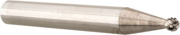 Atrax - 1/8" Cut Diam, 1/4" Shank Diam, Ball Head Double Cut Burr - 3/32" LOC, 2" OAL - Exact Tooling
