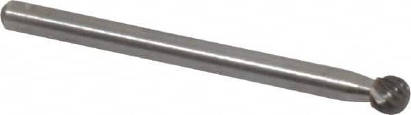 Atrax - 5/32" Cut Diam, 1/8" Shank Diam, Ball Head Single Cut Burr - Carbide, 5/32" LOC, 1-1/2" OAL - Exact Tooling