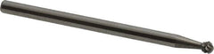 Atrax - 3/32" Cut Diam, 3/32" Shank Diam, Ball Head Double Cut Burr - 3/32" LOC, 1-1/4" OAL - Exact Tooling