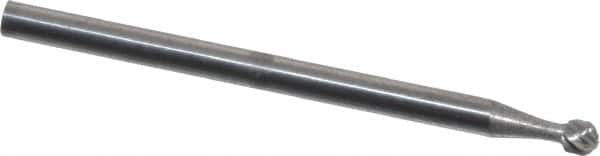 Atrax - 3/32" Cut Diam, 3/32" Shank Diam, Ball Head Single Cut Burr - Carbide, 3/32" LOC, 1-1/4" OAL - Exact Tooling