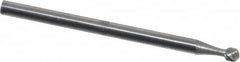 Atrax - 3/32" Cut Diam, 3/32" Shank Diam, Ball Head Single Cut Burr - Carbide, 3/32" LOC, 1-1/4" OAL - Exact Tooling