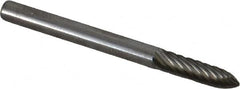 Atrax - 1/8" Cut Diam, 1/8" Shank Diam, Tree Head Single Cut Burr - Carbide, Point End, 1/2" LOC, 1-1/2" OAL - Exact Tooling
