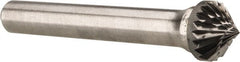Atrax - 3/8" Cut Diam, 1/4" Shank Diam, Cone Head Double Cut Burr - 3/16" LOC, 2" OAL - Exact Tooling