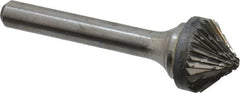 Atrax - 5/8" Cut Diam, 1/4" Shank Diam, Cone Head Double Cut Burr - 5/16" LOC, 2-1/4" OAL - Exact Tooling