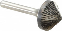 Atrax - 1" Cut Diam, 1/4" Shank Diam, Cone Head Double Cut Burr - 1/2" LOC, 2-1/4" OAL - Exact Tooling